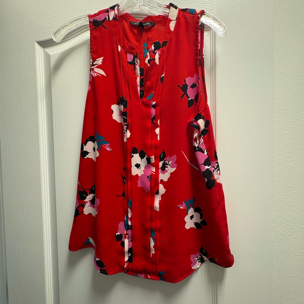 41 Hawthorn Red Floral Sleeveless Blouse